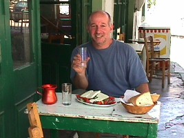 Here I am in Vatousa about 10 minutes after arriving in the village where my sister-in-law lives. Village life can get kind of slow but ouzo helps liven it up.